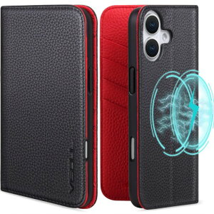 VISOUL iPhone16 Plus �Ή��P�[�X �蒠�^ �{�v MagSafe�Ή� �A�C�t�H��16 Plus �P�[�X �X�}�z�P�[�X �����ӂ���16 Plus ���u���X�^���h�@�\ ���U�[ �J�[�h���[ �g�уP�[�X �S�ʕی� �}�O�l�b�g �_��