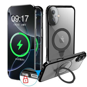 smhokesu iPhone 16 pKXP[X MagSafeΉ @\BX^hEcΉ 360°SʕیEKX Ot  ̌^JYی bLop[ ϏՌ CAX[d
