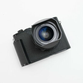 対応 Leica ライカ Q2 専用 カメラケース カメラカバー カメラバッグ 本革 銀付牛革本体+メタルベースプレート+ハンドルの3-in-1デザイン (ブラック)