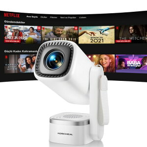 KOSCHEAL �v���W�F�N�^�[ �ƒ�p �����^ Android TV 14.0���� ����Hi-Fi�X�s�[�J�[ 350�C���`���� 4K�Ή� �Z�������e ���P�x Wi-Fi6 Bluetooth5.4 270°��] HDMI/USB�ڑ� Switch/PS5/�X�}�z/PC�Ή� ���{�����