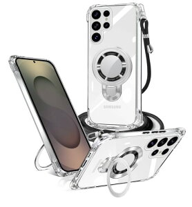 weiaoluo Galaxy S25 Ultra�P�[�X �N���A galaxy s25 Ultra �P�[�X �����O�t�� MagSafe�Ή� �V�����_�[ �ϏՌ� �T���X�� �M�����N�V�[S25 Ultra �Ή��J�o�[ ���C�����X�[�d �}�O�l�b�g���� ���߉\ �ی�