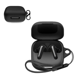 For Anker Soundcore P31i �p �P�[�X �J�o�[ ���C�����X �C���[�z�� �V���R�� �ی�P�[�X �i�J���r�i�t��+�X�g���b�v�t�� �j �����h�~ �L�Y�h�~ �ϏՌ� �����[�d�\ �h�� �h�o (�u���b�N)