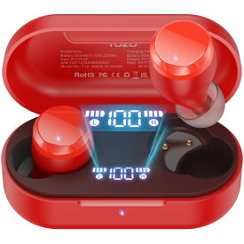 TOZO Tonal Dots (T12) ワイヤレスイヤホンENC ノイズキャンセリング 専用アプリ LEDディスプレイ電池残量表示/55時間音楽再生/瞬時接続/快適な装着感/小型軽量/IPX8防水 iPhone & Android適用 レッド