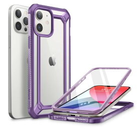 SUPCASE iPhone 12/iPhone 12 Pro 6.1インチ ケース 2020 背面クリア 液晶保護フレーム付き 衝撃吸収 カメラ保護 米軍MIL規格 ワイヤレス充電 アイフォン 保護カバー 耐衝撃 紫 EXOProシリーズ