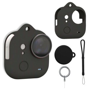 For Insta 360 GO Ultra �p �P�[�X �J�o�[ �J�����o�b�O Insta 360 GO Ultra �p �V���R�� �ی�P�[�X �J�o�[ �X�g���b�v�t�� �V���R���f�� �L�Y�h�~ �h�o �����h�~ ���􂢉\ (�u���b�N)