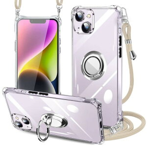 PAILAIMEN iPhone 14 plus �P�[�X �N���A �l�b�N �����O�t�� �V�����_�[ �ϏՌ� �Ή� �A�C�t�H��14plus �X�}�z�P�[�X ���|�� �΂߂��� ��|���P�[�X ���� TPU �g�уP�[�X ���^ �y�� �R�t�� �΂߂���