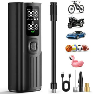 Tire Inflator Portable Air Compressor dC , GARvbT[R[hX oCN C d Cw ~ ő刳150PSI @\dC/]/{[//o