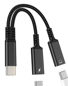 �f���A��USB C�C���z���W���b�N���[�d�A�_�v�^�[�i2in1�jType-C�I�[�f�B�I�P�[�u�� �Ή�iPhone 16 15 Apple�p �C���z���A�_�v�^�[ �Ή�Samsung S25�Ή�iPad �w�b�h�z���ϊ���