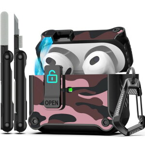 RFUNGUANGO Airpods �� 3 ����p�P�[�X ���S�ȃ��b�N �N���b�v�t���A�t���{�f�B�ϏՌ��n�[�h�V�F���ی�A AirPod �� 3 ���� 2021 �p AirPods 3 �P�[�X (�O�� LED ��) - ���b�h����