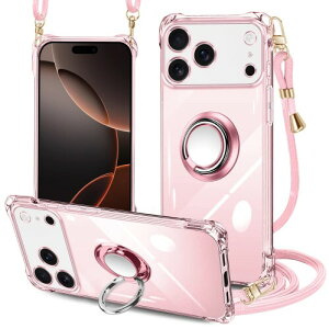 PAILAIMEN iPhone 17 Pro Max �p�� �P�[�X �N���A �s���N �l�b�N �����O�t�� �V�����_�[ �A�C�t�H��17 pro max �X�}�z�P�[�X �ϏՌ� ���� TPU ��phone 17 pro max�J�o�[ �΂߂��� ��|���P�[�X �X�g���b�v