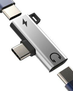 USB C�C���z���A�_�v�^�[�i2in1�j�Ή�iPhone 16 15 Pro MAX�p �Ή�Samsung S24 S23 S22�݊� Type-C�I�[�f�B�I�Ə[�d�P�[�u�� Apple �Ή�iPad�Ή� �W���b�N�ϊ� �w�b�h�z���A�_�v�^�[