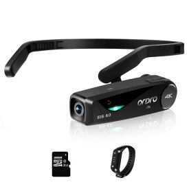 Ordro EP6 Plus 4K ビデオカメラ ウェアラブル式ビデオカメラ FPV設計 Vlog 1080P 60FPS WI-FIアプリ制御，超広角130°，32G Micro SD,W1リモコン