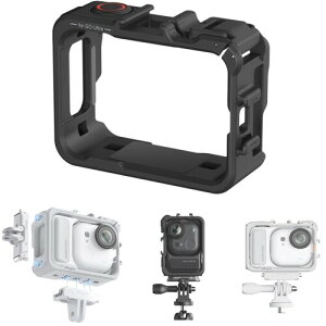 Insta360 GO Ultra �Ή� �J�����P�[�W ABS �ی�t���[��,�}�E���g �R�[���h�V���[�t��,�T�|�[�g���� �����B�e �ڑ��\ �O�r ���B��_ �}�C�N (Black)