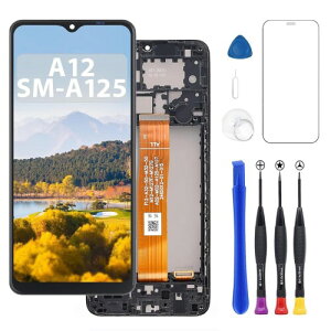 For Samsung Galaxy A12 A125F A127F �t���p�l�� 6.5 �C���` LCD ��ʌ����C���p �t�����g�p�l�� A125F/DSN SM-A127F/DS ���f���ɑΉ� �t���p�l�� �K���X �X�C���p�[�c �f�W�^�C�U �C���H��Z�b�g�t��