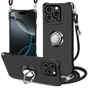 PAILAIMEN iPhone 16 Pro Max �P�[�X �\���b�h�J���[ �l�b�N �����O�t�� �V�����_�[ �A�C�t�H��16 pro max �J�o�[ TPU �ϏՌ� �Ή� iphone 16 pro max �X�}�z�P�[�X ���|�� �΂߂��� ��|�� �X�g���b�v�t��