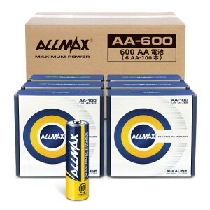 Allmax AA �P3�` Maximum Power �A���J�����d�r�i600�{����E�����p�b�N�^100�{����×6���j? ���������A�R��h�~�݌v�A10�N�ۑ��\�A�ő含�\ (1.5V)