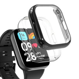Hianjoo 2個入り Redmi Watch 3 Active/Watch 3 Lite 対応 ケース フィルム (保護カバー + フィルム 一体型) Xiaomi Redmi Watch 3 Active 対応 カバー TPU素材 ソフトケース 全面保護 保護フィルム 衝撃吸収 高