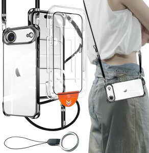 iPhone Air �p �P�[�X �N���A �J�o�[ �V�����_�[ �l�b�N (1���K���X�t�B�����t��) �ϏՌ� �S�ʕی� �A�C�t�H��air ��|���P�[�X ���^ �V���R�� TPU �R�t�� �΂߂��� ���O���\ �����h�~�i�u