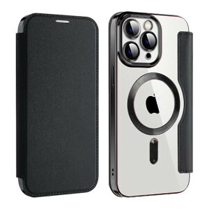 MuZiF iPhone 11 Pro Max 用 ケース 手帳型 Magsafe対応 クリア 背面 透明 高級なPUレザー 永久磁石 マグネット スマホケース カード収納、人気財布型 カバー 軽量 アイフォン11 Pro Max 用 手帳カバ