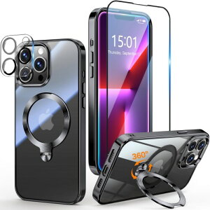OYR iPhone 13 Pro �p �N���A �P�[�X Magsafe �Ή�(360°��]CD �X�^���h�E10 ����J�e�X�g)(���b�L�o���p�[�EiPhone�ꑮ�F)(�J�����ی�ƃK���X�t�B�����t��)�X�g���b�v�z�[���t�� �}�O�Z�[�t �A