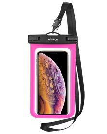 防水ケース スマホ用 Olliwon IPX8認定 指紋認証可 防水携帯ケース 水中 撮影 タッチ可 風呂 水泳 海 プール 旅行 雨 雪 温泉 釣り 海など適用 ネックストラップ付 ピンク iPhone 6S, iPhone 8, iPhon