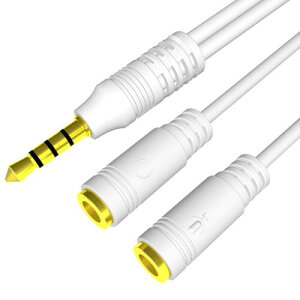 イヤホン分岐ケーブル イヤホンジャック 通話可能 二股 2分配 3.5mm分配ケーブル 15cm 4極ミニプラグオス to 2x4極ステレオメス 金メッキ パソコン ヘッドホン ヘッドフォン スピーカ タブレ