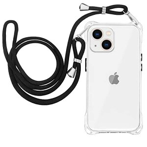 iPhone 13Mini ケース クリア ショルダー スマホケース アイフォン 13mini ケース ストラップ付き 肩掛け 斜めがけ 首掛け 紐付き カバー 透明 耐衝撃 薄型 軽量 TPU バンパー iphone 13mini 5.4イン