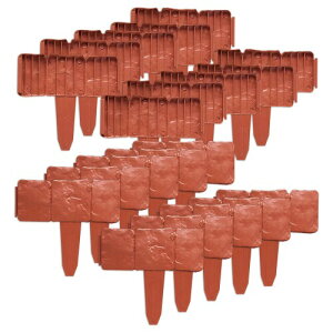 コモライフ レンガ石調ガーデンフェンス10枚組×2 庭 ガーデニング 花壇 連結 簡単設置 10枚で約2.4m ブラウン