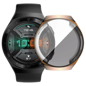HUAWEI Watch GT2e 46mm ケース全面保護 耐衝撃 柔らかい メッキ 脱着簡単 TPU ウオッチ 保護ケース 超薄型 カバー HUAWEI Watch GT 2e 46mm バンパー 対応（ローズゴールド）