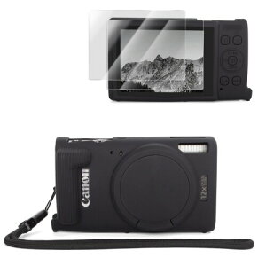 VOVMOEYA Canon �L���m�� �L���m�� IXY650 IXY650M ��p�J�����P�[�X �V���R���ی�J�o�[ ���h�~ ���E�ȒP�����Y�L���b�v�t�� �����K���X�ی�t�B���� 2 �� ���X�g�X�g���b�v����,�u���b�N