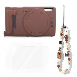 VOVMOEYA Canon �L���m�� �L���m�� IXY650 IXY650M ��p�J�����P�[�X �V���R���ی�J�o�[ ���h�~ ���E�ȒP�����Y�L���b�v�t�� �����K���X�ی�t�B���� 2 �� ���X�g�X�g���b�v����,�u���E��