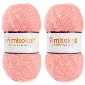 Misoknit Pastel Scrubby Yarn for dishcloths Crocheting 2 Skeins Polyester 100%, 2.8oz(80g) Each, 196 Yards per Skein (Pink)