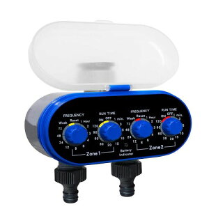 zmart 2口 4ダイヤル ボールバルブ 電子自動 散水 ウォータータイマー ガーデン 灌漑 コントローラ 庭用 オリジナル日本語説明書つき