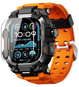 ULTIMAL �ɑΉ� Apple Watch Series 11/10�i46mm�j�p �o���h��̌^�ی�P�[�X TPU �ϏՌ� ���ϋv �ʋC�� �ȒP���� �X�|�[�c/�A�E�g�h�A���� �I�����W�E�u���b�N