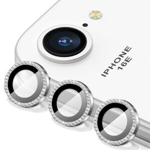 Suoman for iPhone 16Eカメラレンズ保護カバー アイフォン16Eカメラレンズ保護フィルム キラキラのスパンコールの9H強化カメラレンズフィルムfor iPhone 16E-銀色