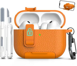 MHYALUDO AirPods Pro ��3����Ή��P�[�X�i���b�N�@�\�t���j�A���U�[��TPU�f�ށA�h�o�[�d�|�[�g���X�^���h�@�\�t�� Airpods Pro 3�P�[�X�p�A�I�����W