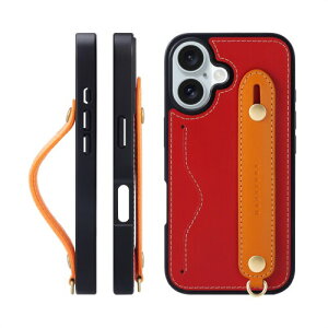 HANATORA for iPhone 16 �P�[�X �{�v �ϏՌ� �w�ʃx���g �X�g���b�v�����O �X�}�z�P�[�X �X�}�z �X�^���h�@�\ �l�b�N�X�g���b�v �t�� �C�^���A�����U�[ �M�t�g ���b�h+�I�����W CGH-16-Red-OG