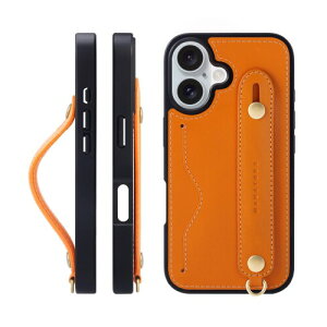 HANATORA for iPhone 16 �P�[�X �{�v �ϏՌ� �w�ʃx���g �X�g���b�v�����O �X�}�z�P�[�X �X�}�z �X�^���h�@�\ �l�b�N�X�g���b�v �t�� �C�^���A�����U�[ �M�t�g �I�����W CGH-16-Orange