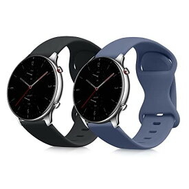 (kwmobile) 2x 対応: Huami Amazfit GTR (47mm) / GTR 2 / GTR 2e / GTR3 / GTR 3 Pro バンド - 交換ベルト シリコン サイズS 14-19.8 cm 黒色/ラベンダーグレー