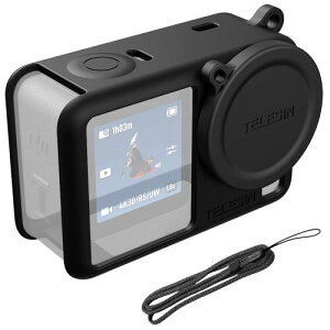 DJI Osmo Action 6 �Ή� �V���R���ی�P�[�X �Z�b�g �V���R���J�o�[/�����h�~�X�g���b�v/�����Y�L���b�v �̎��t�����ȒP�S�ʓI�ȕی� (Black)
