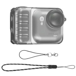 Insta360 Go Ultra �Ή� TPU �ی�P�[�X �����Y�L���b�v/�����h�~�X�g���b�v*2 �t�� (Black Gray Color)