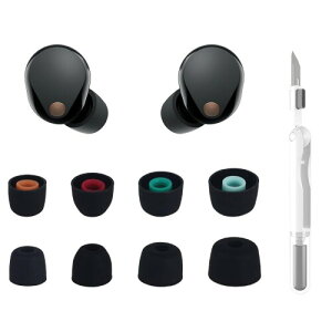 Aiivioll �V���R���C���[�s�[�X WF-1000XM5 / XM4 / XM3 / WF-C700N �����p �C���z���`�b�v 4�g (XS/S/M/L, �u���b�N) + 3in1 �N���[�j���O�y���t�� (��)