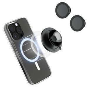 KIWIFOTOS 吸盤式 スマホグリップ 2枚セット Magsafe対応 マグネット式 電話ホルダー 強力吸盤 iPhone 17 16 15 14 13 12 Pro Max Androidに対応 超?磁力 片手操作 強力吸盤 鏡 浴室 洗面台 キッチン リビ