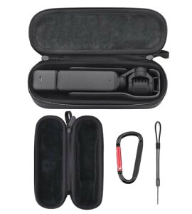 UKATOF DJI Pocket 3�Ή����[�P�[�X�p �ϖ��Ր��ϐk�h���n���f�B�P�[�X �N���C�~���O�o�b�N��&���X�g���[�v�t���ی�P�[�X (�u���b�N)