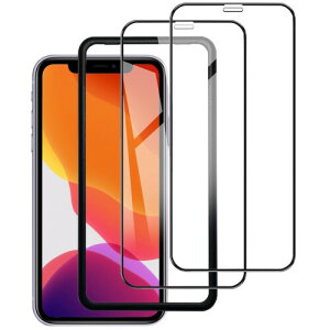 ガラスフィルム iPhone XR/iPhone 11用 6.1インチ対応 高透過率 全面保護 液晶保護フィルム 硬度9H強化ラス 気泡ゼロ 指紋防止 ガイド枠付き 貼り付け簡単