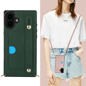 Cavor iPhone16 Plus�p�̃P�[�X�蒠�^�P�[�X�V�����_�[ ���|���񂩂� �΂߂����V�����_�[ ���z�^ �J�[�h���[ �g�уJ�o�[ �X�^���h�@�\ �y�ʔ��^���X�g���b�v �����h�~ PU���U�[�|�P�b�g��