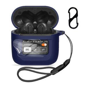 JBL TOUR PRO 2 �p �P�[�X �J�o�[ +2���t�B�������C�����X �C���[�z�� �V���R�� �ی�P�[�X �i�J���r�i�t��+�X�g���b�v�t�� �j �����h�~ �L�Y�h�~ �ϏՌ� �����[�d�\ �h�� �h�o (�u���[)