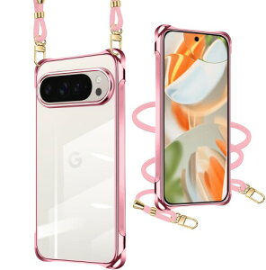 Google Pixel 10 Pro XL �p �P�[�X �N���A �V�����_�[ �s�N�Z�� 10Pro XL �g�уJ�o�[ �ϏՌ� �S�ʕی� �X�}�z�P�[�X �X�g���b�v�t�� ���|�� �΂߂��� ��|���P�[�X TPU ���^ �y�� ���O���\ ����