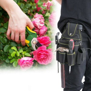 園芸ポーチ 腰袋 工具入れ ツールポーチ コシ 防水 耐久性 剪定バサミ ケース 多機能 工具バッグ 作業用ウエストポーチ 腰袋 電工 草取り 植木 仕事用 18*27*9.8cm 林業 畑仕事 農作業 塗装