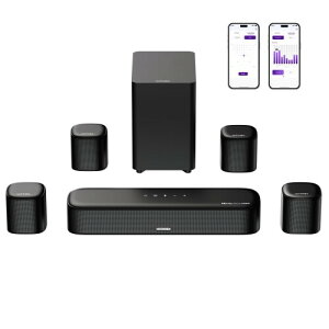 ULTIMEA �T�E���h�o�[ 7.1ch Dolby Atmos 350W �T�u�E�[�t�@�[���T���E���h�X�s�[�J�[�t�� HDMI eARC/Bluetooth/��/AUX/USB�Ή� BassMX���� APP����Ή� �z�[���V�A�^�[ �f��/�Q�[��/���y�ɍœK HDMI �P�[�u��